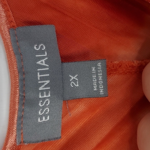 Vintage Short Sleeve Blouse Ruffles Bright Fairy Orange High V Neck Womens 2X - Picture 5 of 11